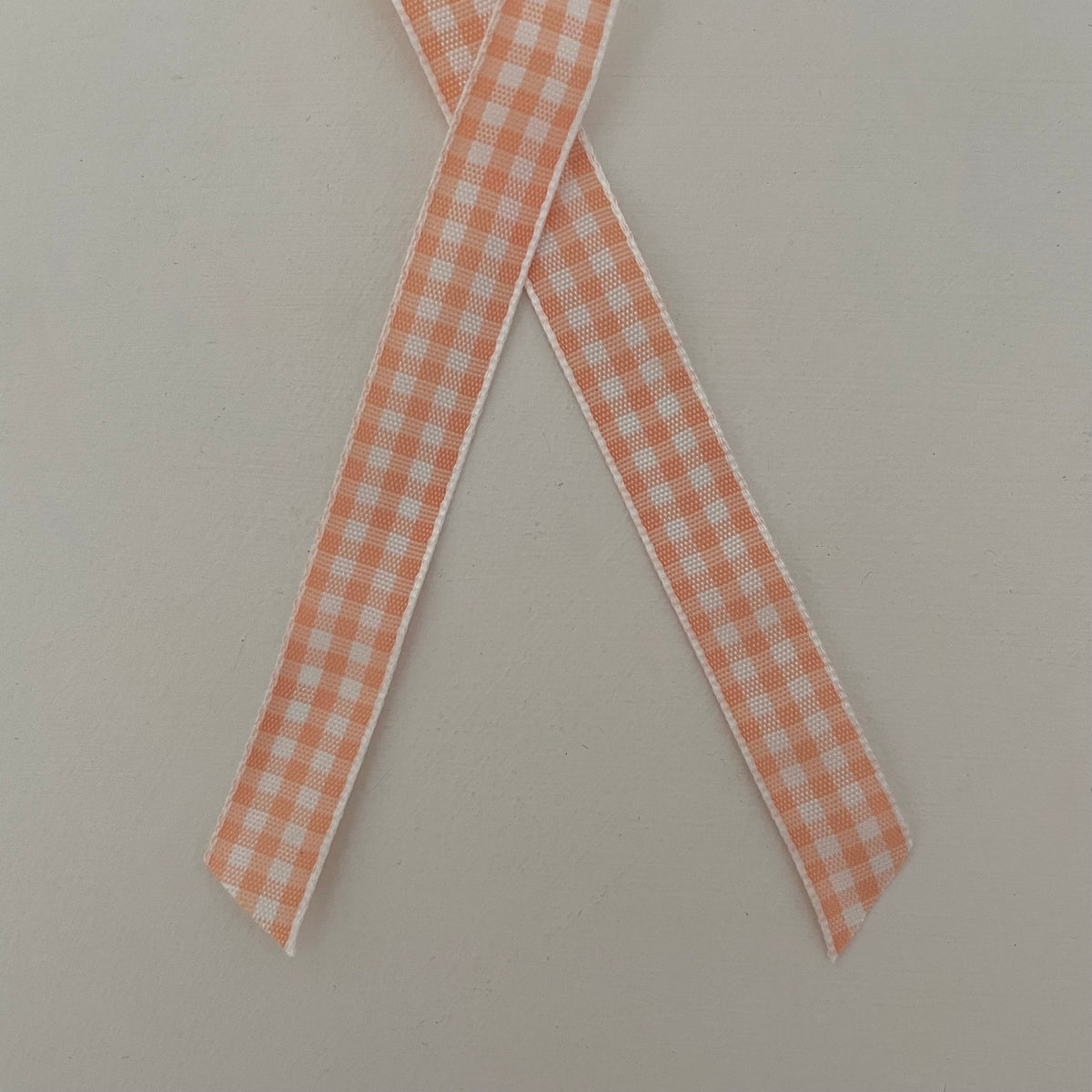 orange and white check gingham taffeta ribbon handmade in Japan 
