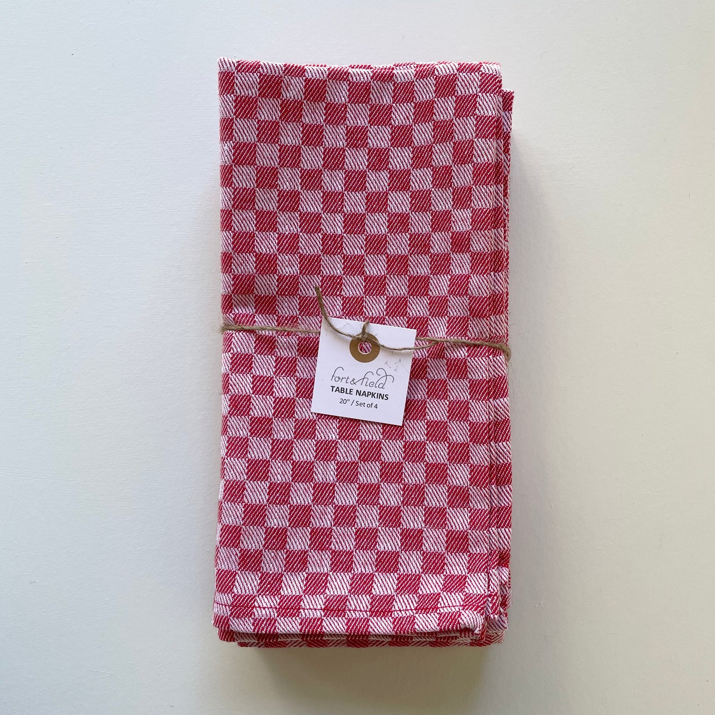 20 inch square handwoven check 100% cotton napkins - set of 4