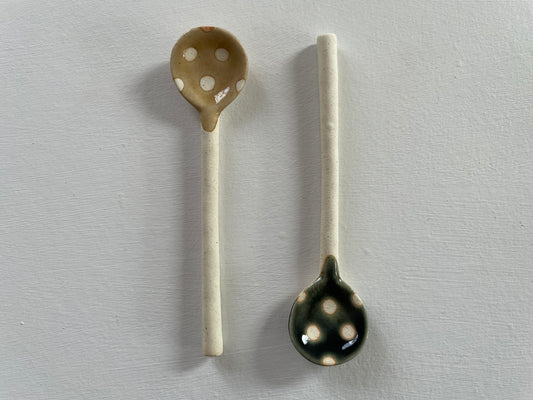 polka dot small handmade pottery Japanese spoon