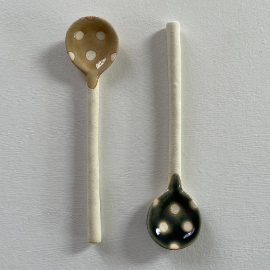 polka dot small handmade pottery Japanese spoon