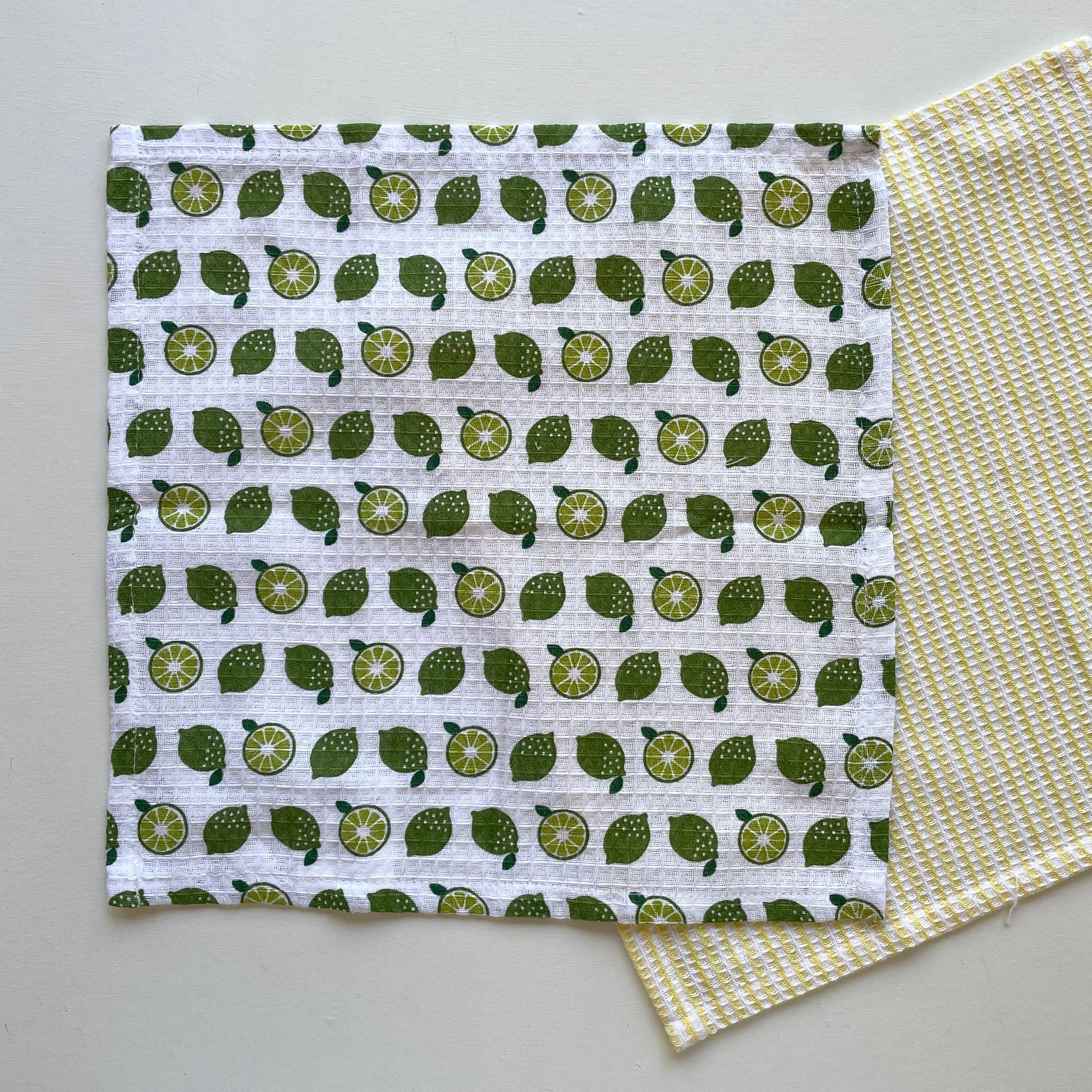 100 percent cotton green lime and yellow check fruit print set of 2 kitchen dishcloths