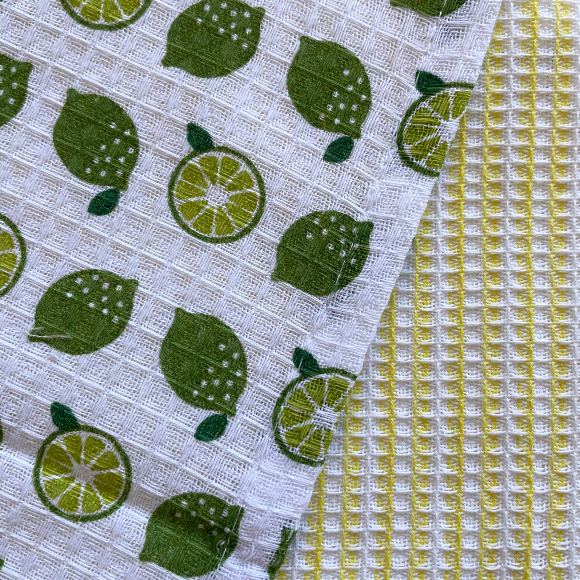 100 percent cotton green lime and yellow check fruit print set of 2 kitchen dishcloths