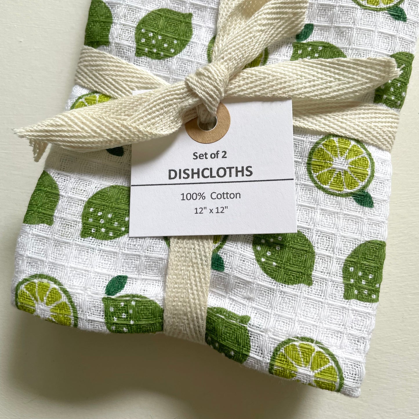 100 percent cotton green lime and yellow check fruit print set of 2 kitchen dishcloths