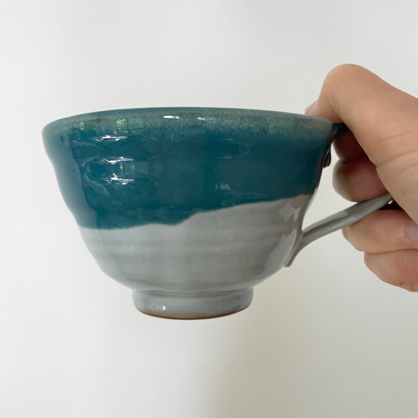 turquoise mix and match artsy whimsical ceramic pottery Japanese coffee tea and soup mug