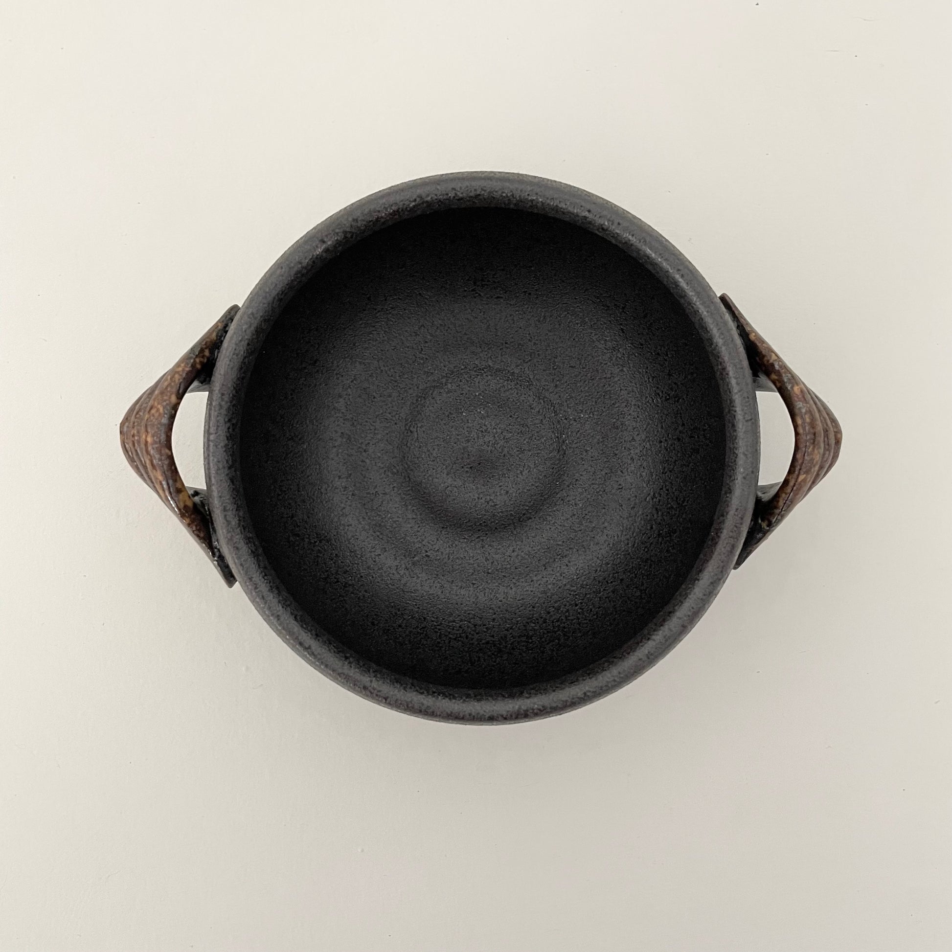 black moody handmade soup bowl with handle