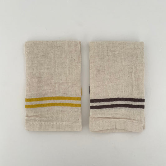 cotton/linen blend striped border kitchen cloths