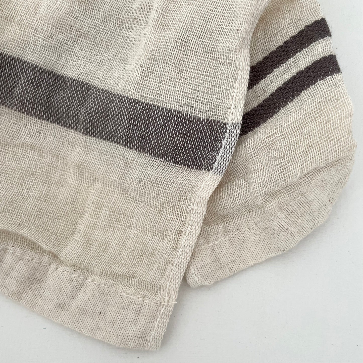 cotton/linen blend striped border kitchen cloths