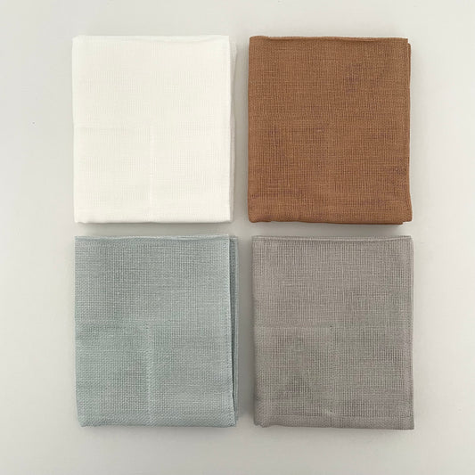 100 percent cotton mosquito net caya Japanese kitchen cloth in grey, white, tan, and celadon green