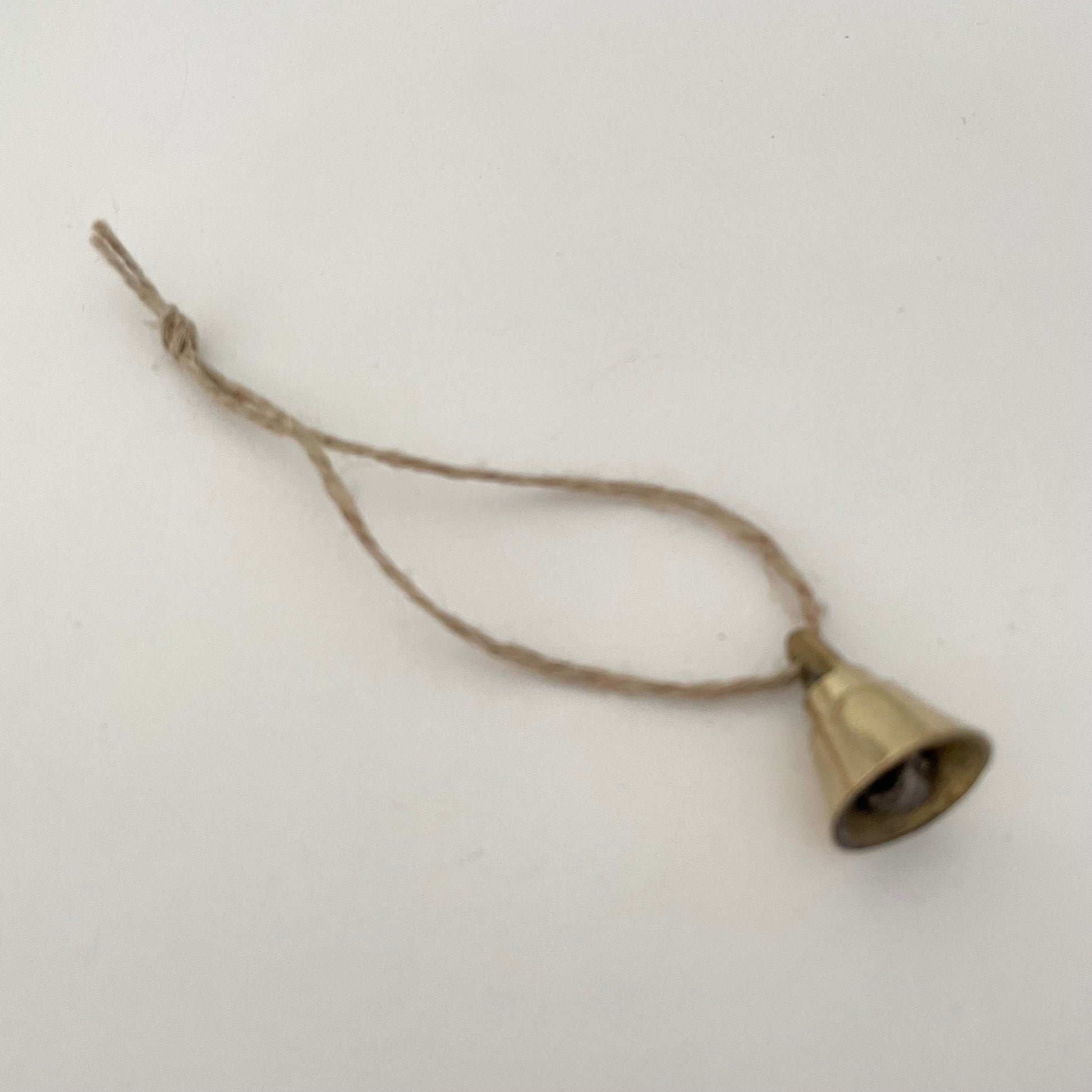 7/8" mini brass flared bell ornament on jute