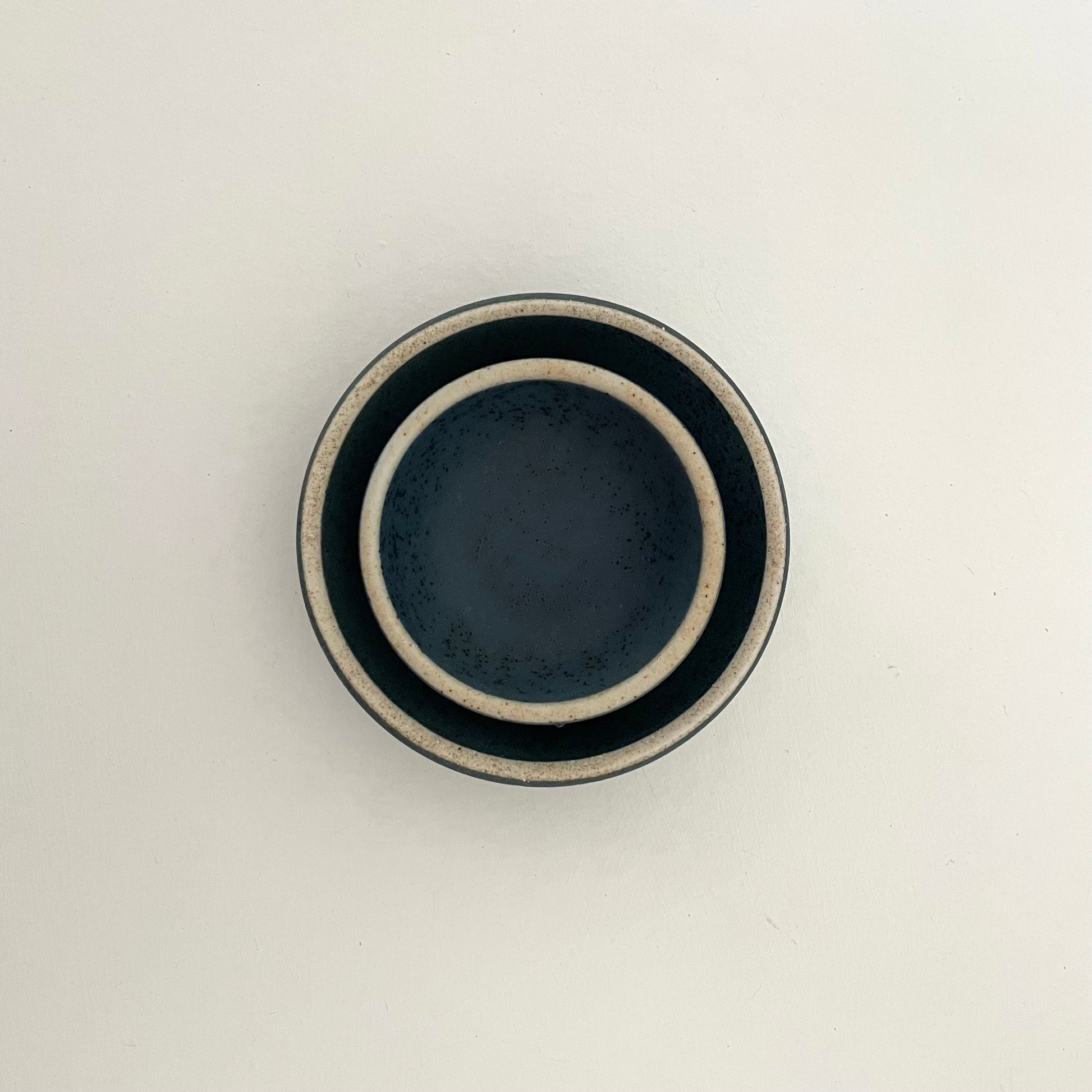 handmade Japanese ceramic round mini condiment dishes in ocean blue