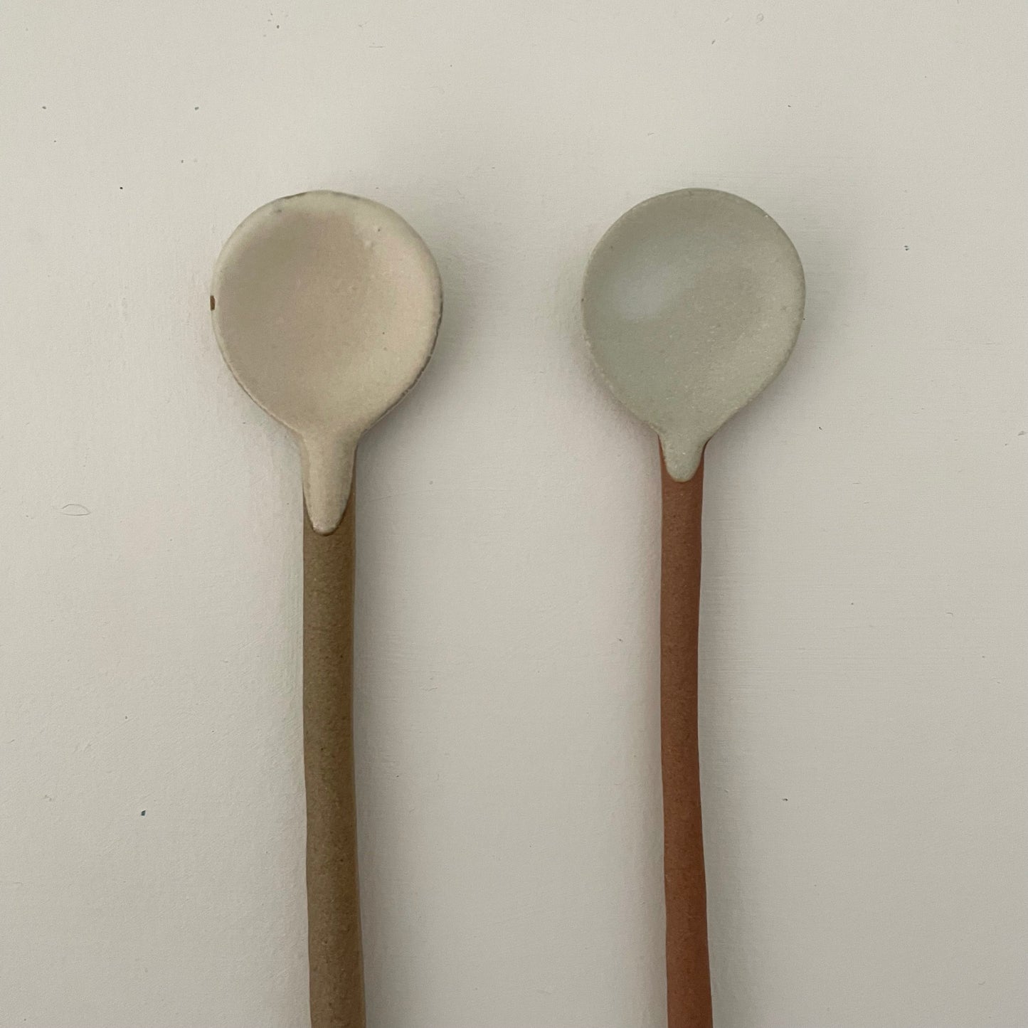 Neutral small handmade pottery Japanese spoon