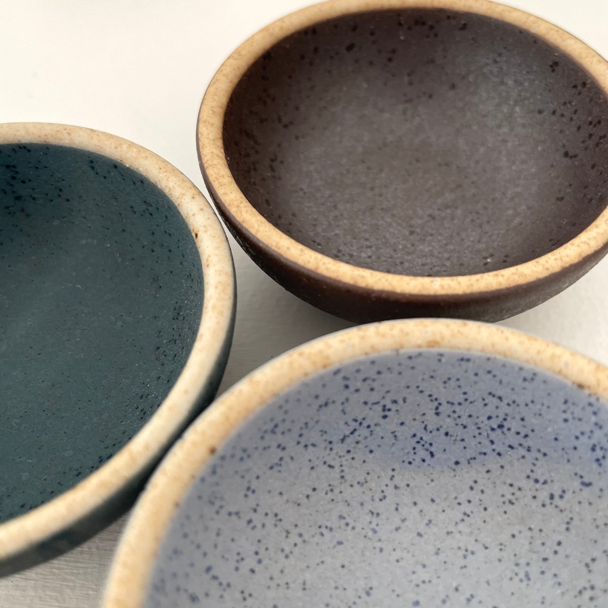 2" itty bitty handmade ceramic Japanese condiment bowls or ring dishes in 10 matte colors