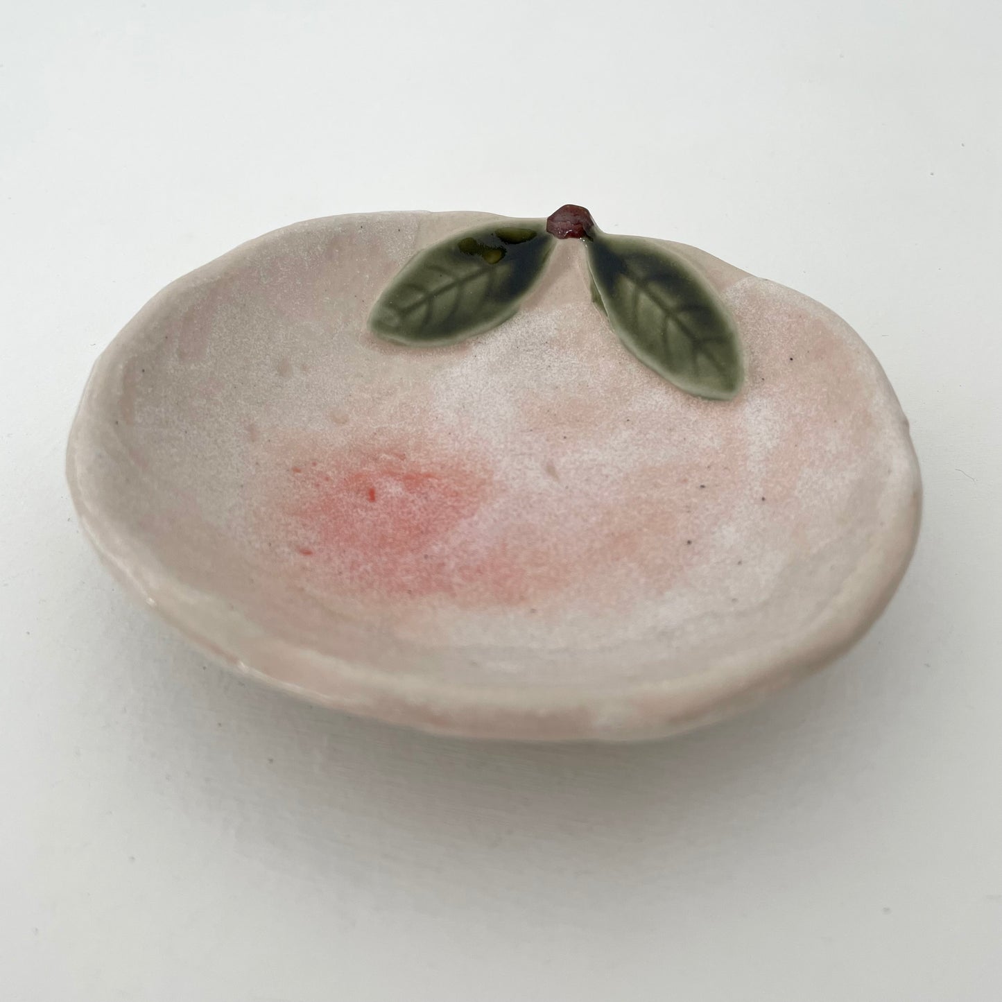 handmade Japanese ceramic mini pink and yellow yuzu shaped fruit dishes