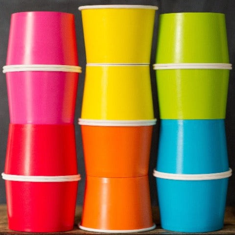 16 ounce solid paper ice cream cups party supplies in a rainbow of colors