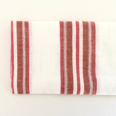 burgundy, red, and cream striped 100 percent cotton farmhouse kitchen utilitarian towel
