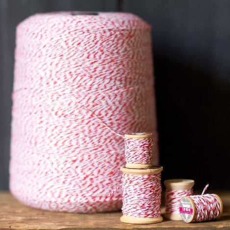 red and white striped bakers twine bulk 2 pound cone for crafts and packaging