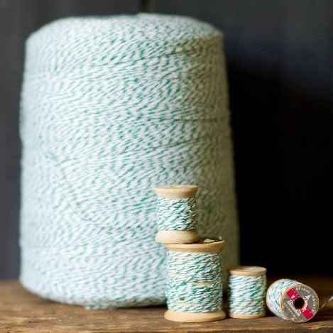 green and white striped bakers twine bulk 2 pound cone for crafts and packaging