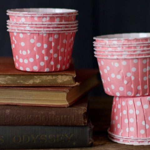 pink and white polka dot nut cups or cupcake liners party supplies