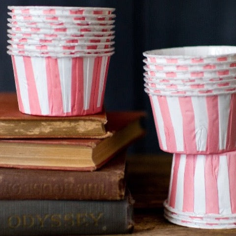 pink and white striped nut cups or cupcake liners party supplies