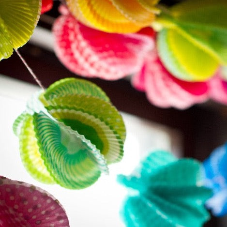 make your own DIY paper cupcake liner garland for a kids party