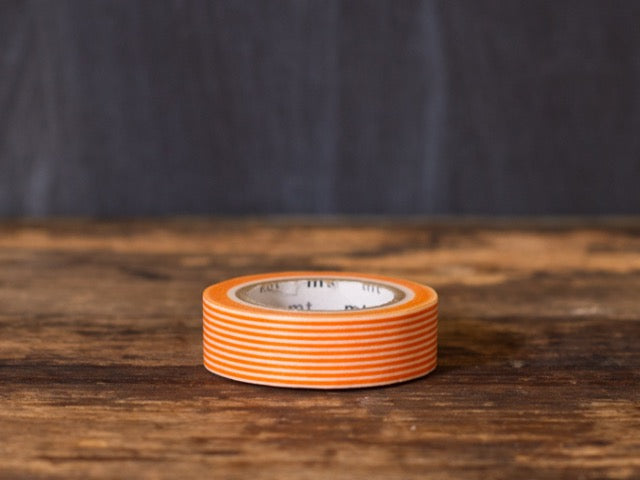 orange and white striped MT Brand Japanese washi tape roll
