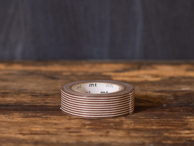 brown and white striped MT Brand Japanese washi tape roll