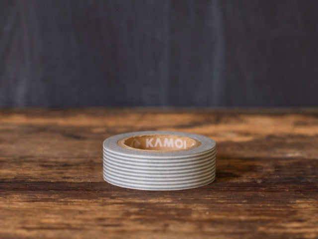 grey and white striped MT Brand Japanese washi tape roll