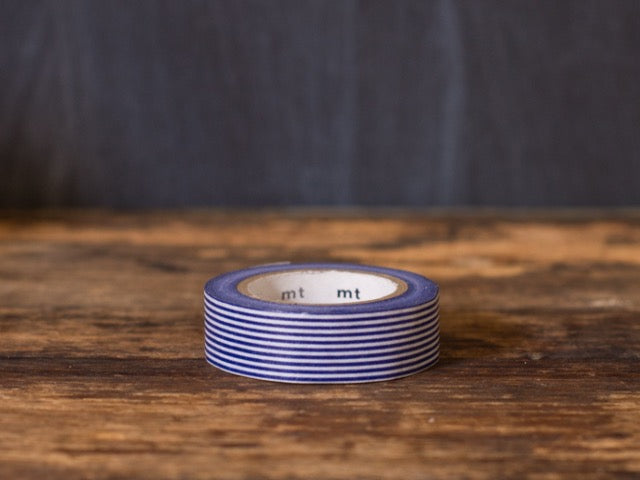 navy blue and white striped MT Brand Japanese washi tape roll
