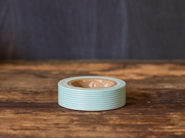 turquoise and white striped MT Brand Japanese washi tape roll