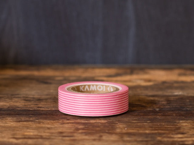hot pink and white striped MT Brand Japanese washi tape roll