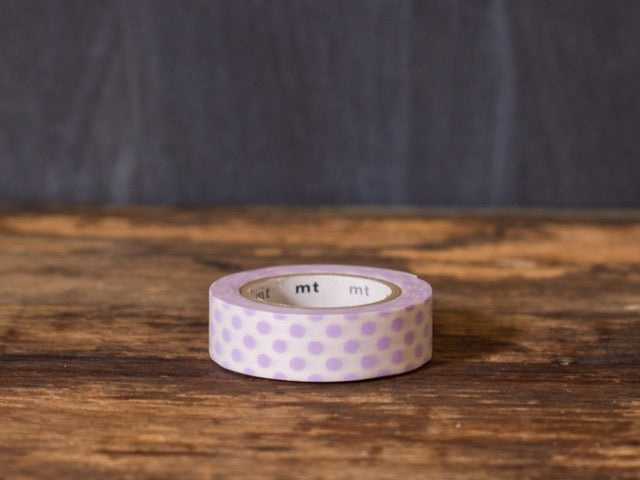 lavender purple and white polka dot patterned masking tape rolls from MT Brand
