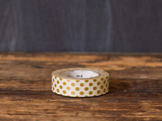 metallic gold and white polka dot patterned masking tape rolls from MT Brand