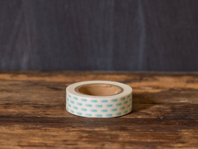 turquoise and white polka dot printed MT Brand Japanese washi tape roll