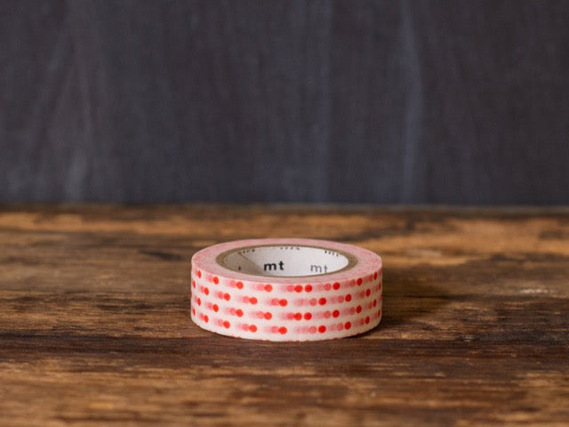 red and white polka dot printed MT Brand Japanese washi tape roll