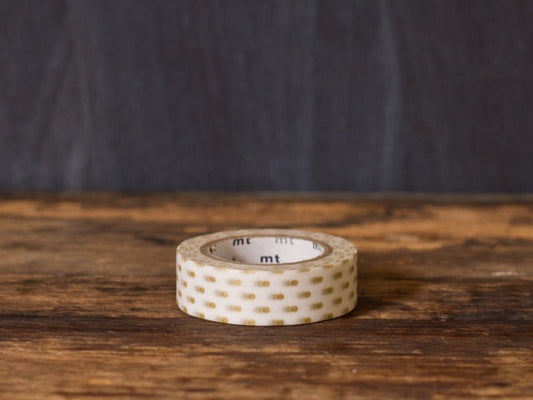 gold and white polka dot printed MT Brand Japanese washi tape roll