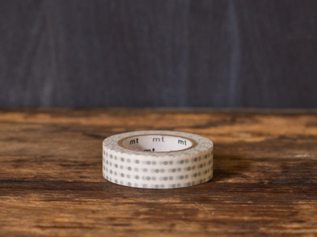 grey and white polka dot printed MT Brand Japanese washi tape roll
