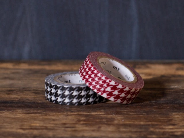 red, black, and white houndstooth print MT Brand Japanese washi tape rolls