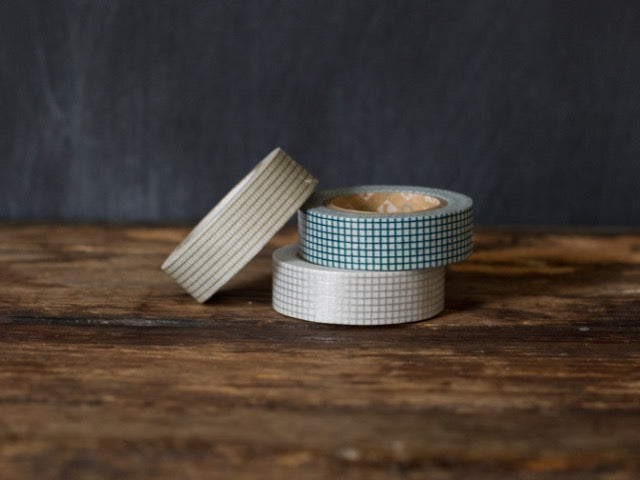 grey, silver, and teal graph paper print MT Brand Japanese washi tape rolls
