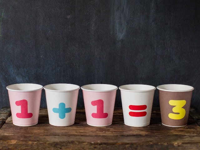 colorful numbered paper party cups