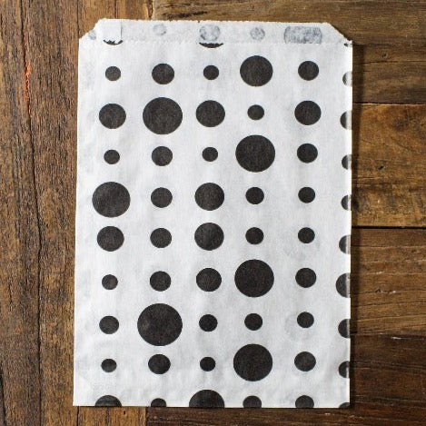 black and white polka dot candy, treat, or gift party paper bags