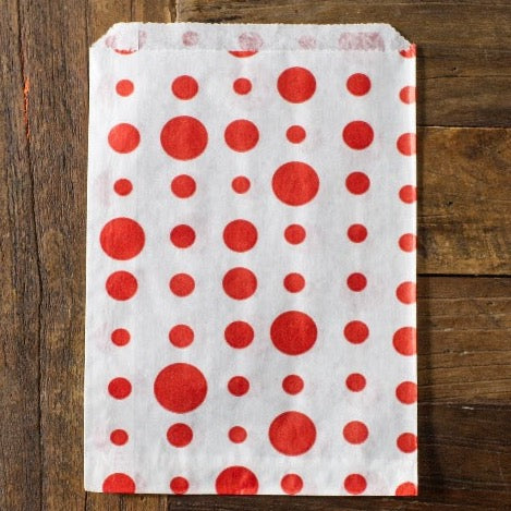 red and white polka dot candy, treat, or gift party paper bags