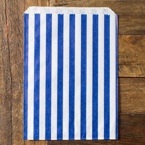 blue and white striped candy, treat, or gift bags for circus party