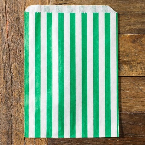 green and white striped candy, treat, or gift bags for circus party