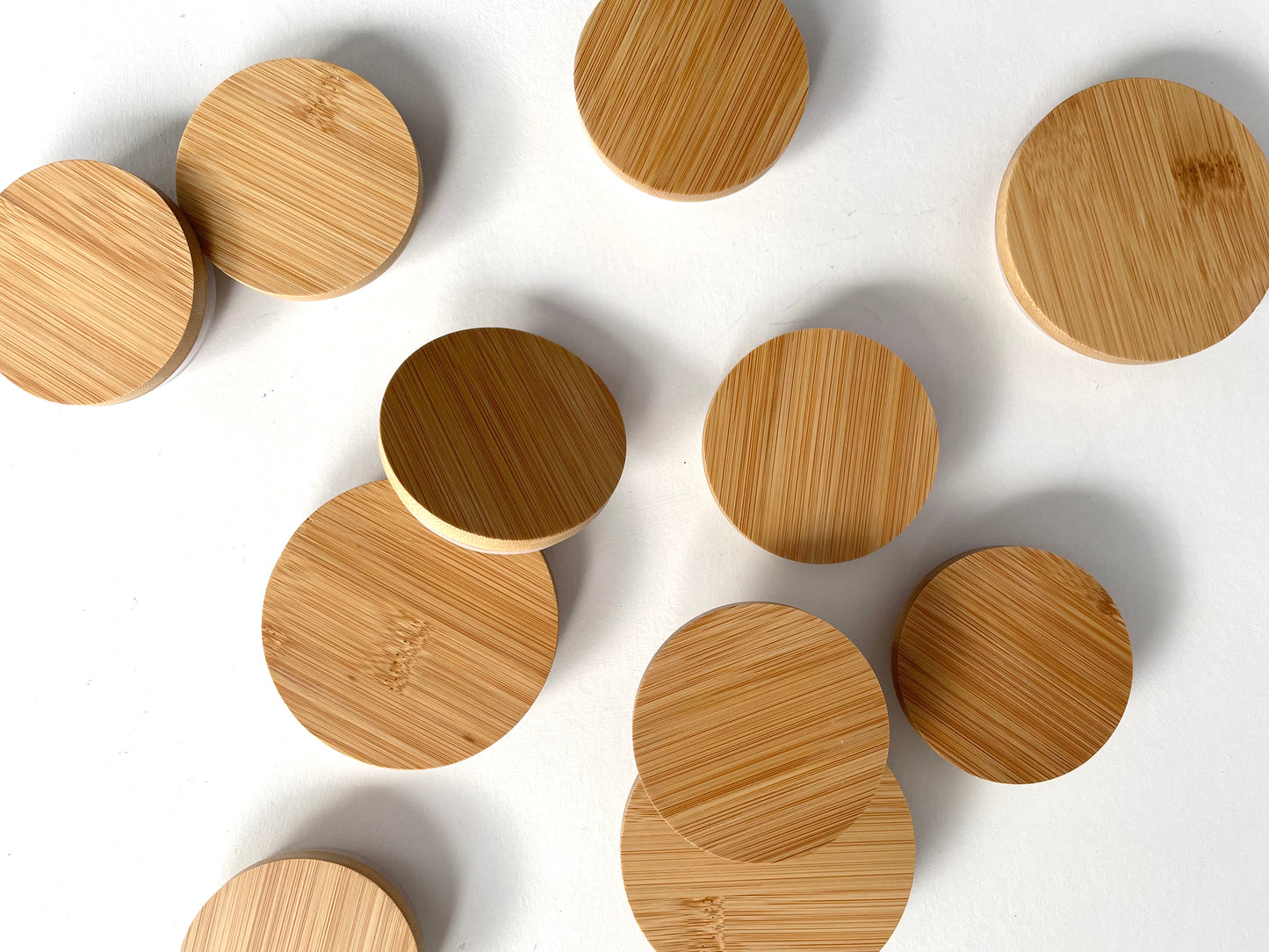 bamboo sustainable mason jar lids - loose - regular and wide mouth