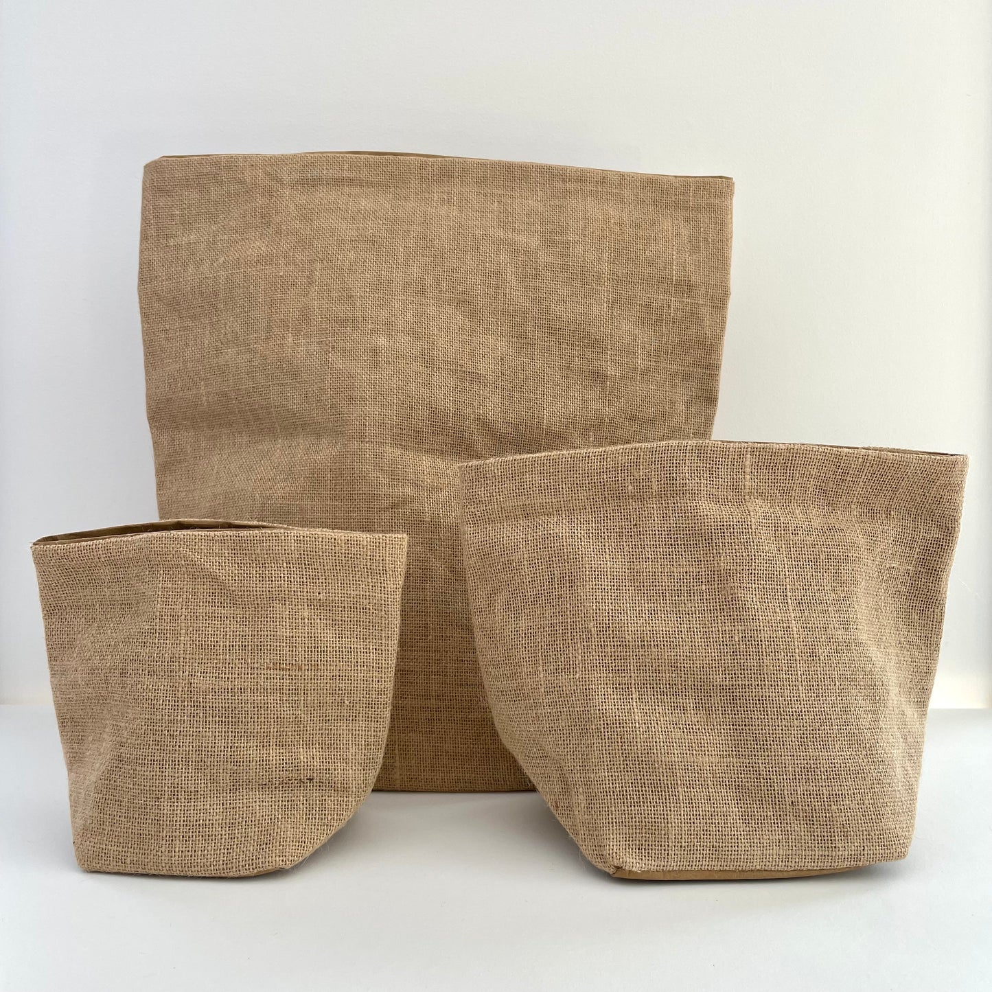 burlap and washable paper tan kraft storage bag sack