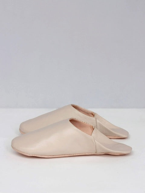 chalk off-white cream moroccan leather handmade babouche slippers