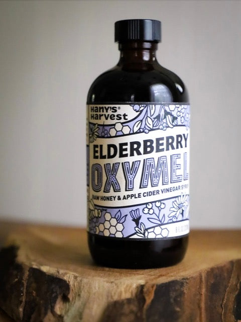 Hany's Harvest natural and small batch Elderberry Oxymel Syrup tonic