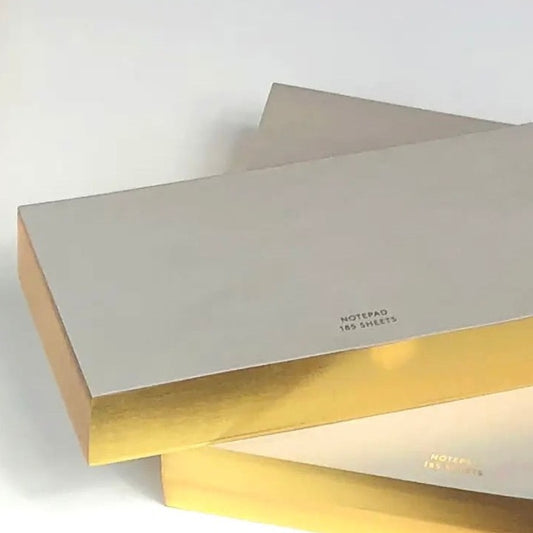 desk note pads - grey w/ gold edge