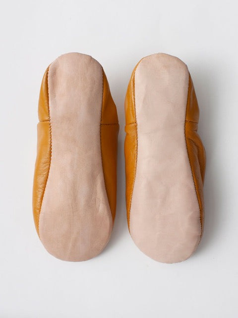 mustard ochre moroccan leather handmade babouche slippers