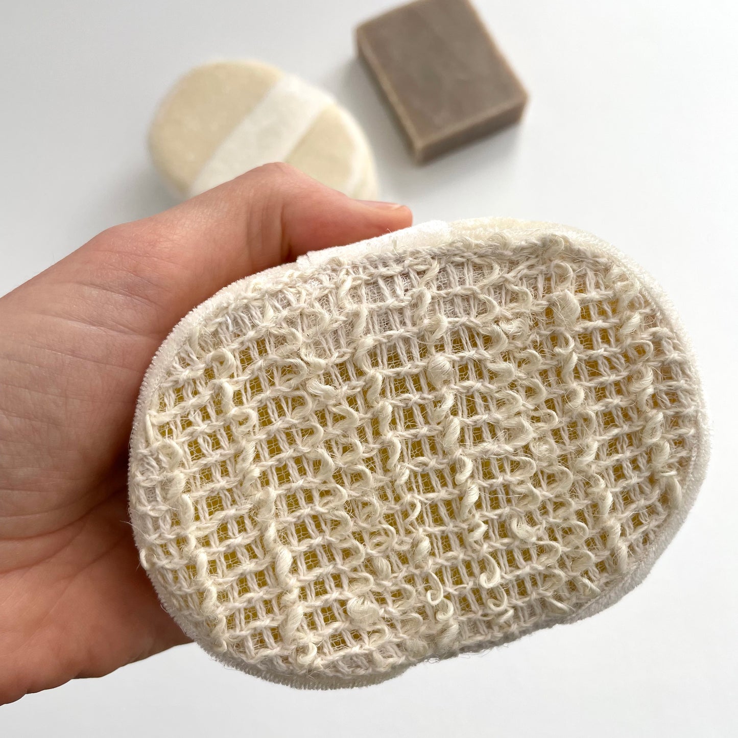 natural ramie fiber eco scrubber thick bath sponge